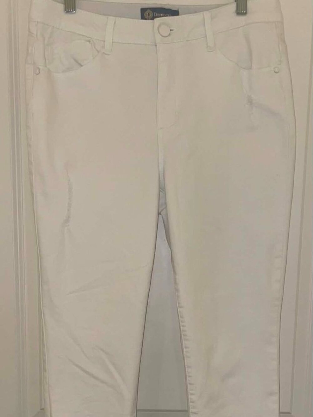 DEMOCRACY Women’s White Skinny Distressed Jeans Bottoms, Size 10